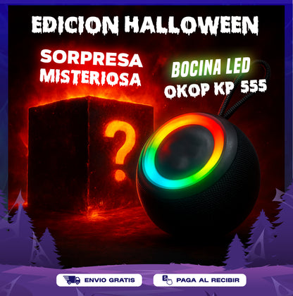 🖤🎃 Bocina LED + Artículo Misterioso de Halloween 😈